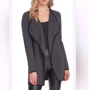 Vince Camuto open front Knit Cardi/Jacket Sz. XL 100% Cotton Herringbone pattern